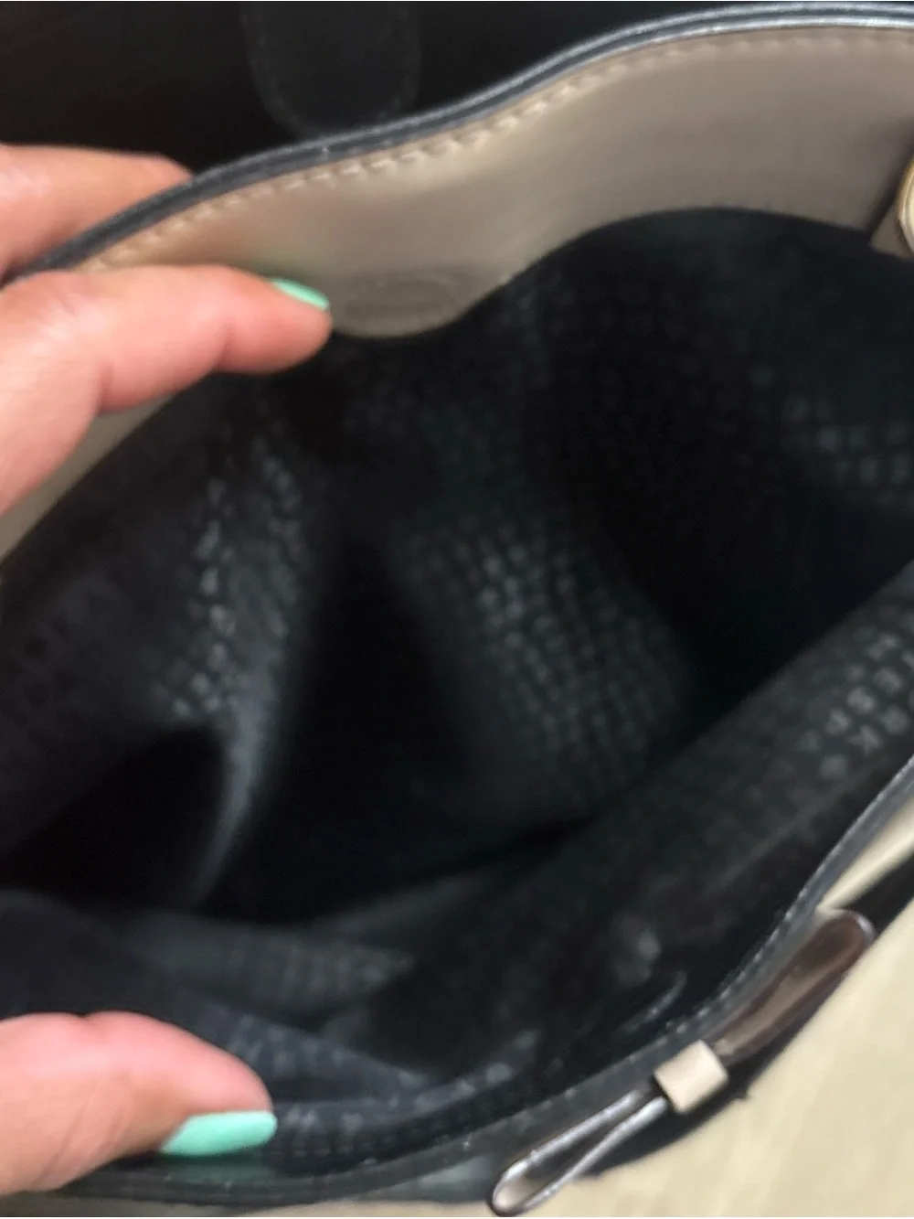 kate spade Black and Cream Leather Tote with Bow Accent